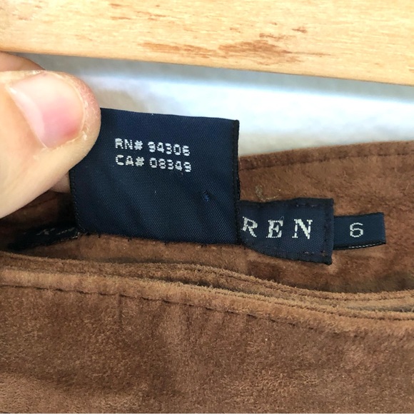 Ralph Lauren Blue Label, Cognac Brown, Suede Leather, Flare Leg Pants, Women’s 6 - Picture 4 of 17